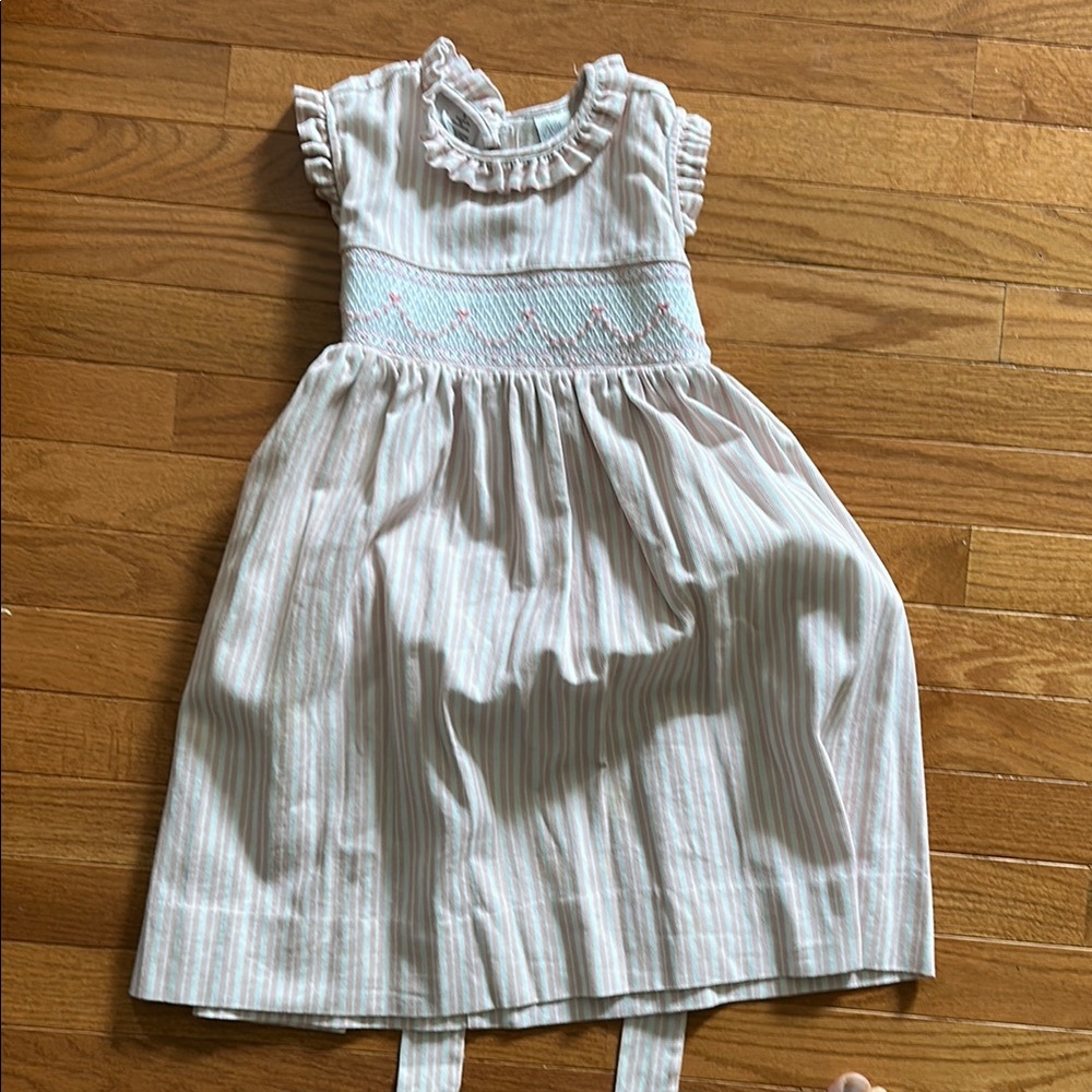 Striped White and Pink Kids Dress